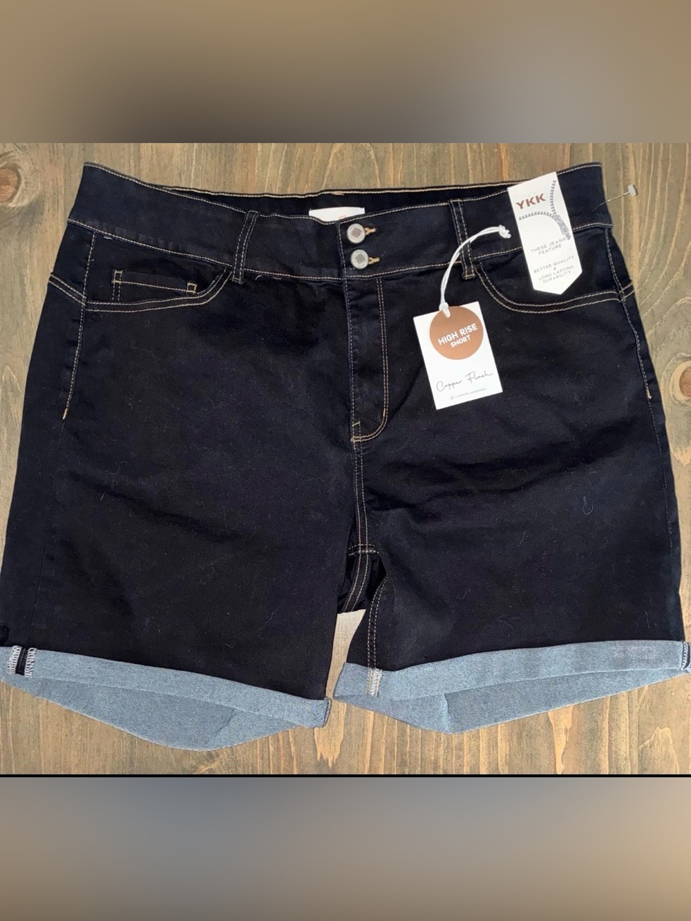 Copper Flash Womens High Rise Denim Shorts Size 20 W Plus size Stretch NEW Jorts